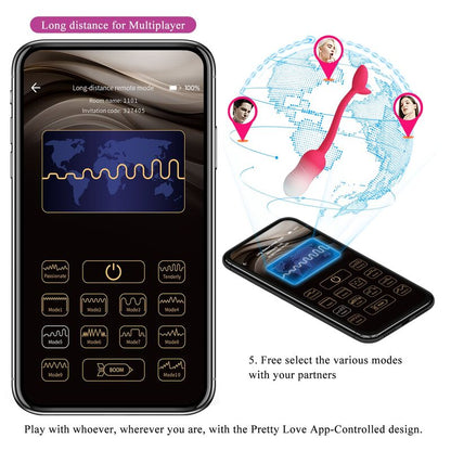 PRETTY LOVE - PULSEN APP CONTROL VIBRATING EGG 12 FUNCTIONS USB RECHARGEABLE PINK