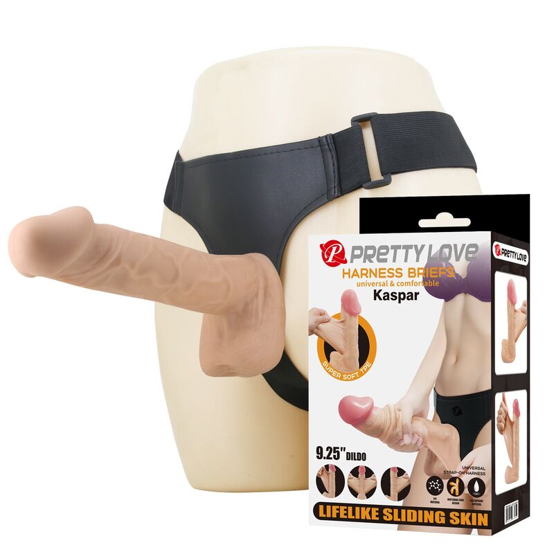 PRETTY LOVE - KASPAR HARNESS WITH FLEXIBLE DILDO 21 CM Ø 5 CM NATURAL