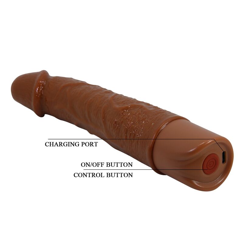 PRETTY LOVE - LEONARDO REALISTIC VIBRATOR 20 CM Ø 4 CM BROWN