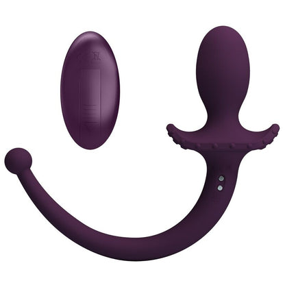 PRETTY LOVE - LIOEA VIBRATING ANAL PLUG WITH TAIL 12 FUNCTIONS PURPLE REMOTE CONTROL