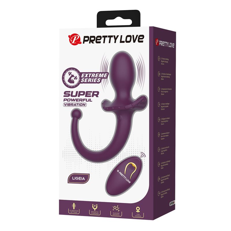PRETTY LOVE - LIOEA VIBRATING ANAL PLUG WITH TAIL 12 FUNCTIONS PURPLE REMOTE CONTROL