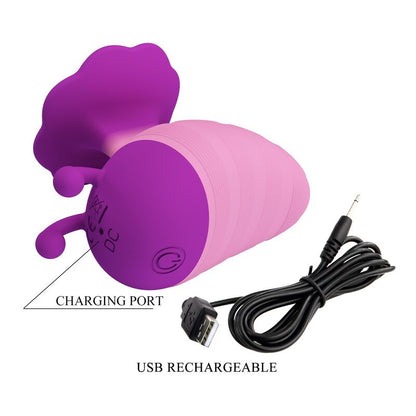 PRETTY LOVE - LITTLE BEE RECHARGEABLE CLITORAL STIMULATOR 7 MODES PURPLE-PINK