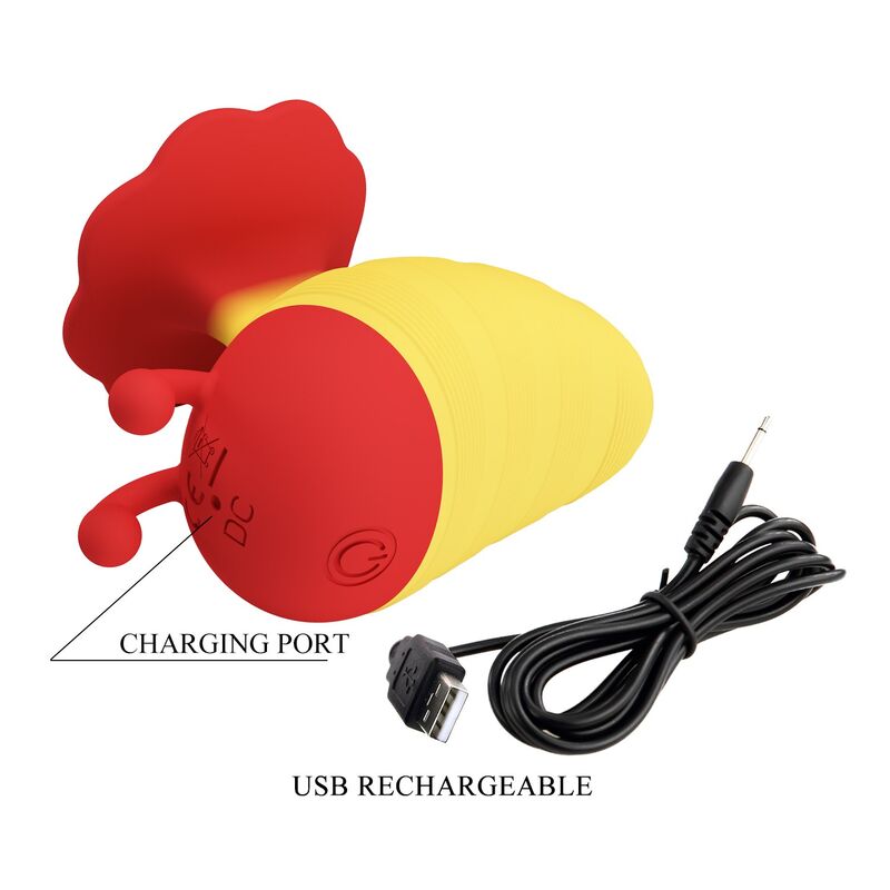 PRETTY LOVE - LITTLE BEE RECHARGEABLE CLITORAL STIMULATOR 7 MODES RED/YELLOW