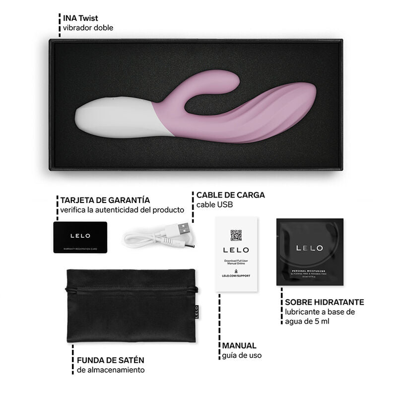 LELO - INA TWIST DOUBLE VIBRATOR RABBIT FOR G-SPOT AND CLITORIS LAVENDER