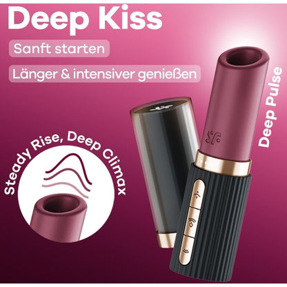 SATISFYER - DEEP KISS WAVE CLITORIS STIMULATOR GARNET / BLACK