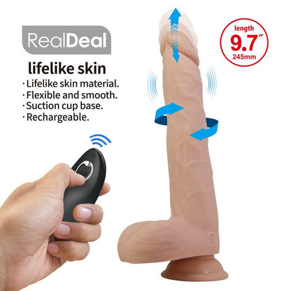 PRETTY LOVE - NOLAN THRUSTING & ROTATING VIBRATING DILDO REMOTE CONTROL 24.5 CM Ø 5 CM NATURAL