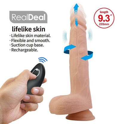PRETTY LOVE - MILES THRUSTING & ROTATING VIBRATING DILDO REMOTE CONTROL 23.5 CM Ø 4.8 CM NATURAL