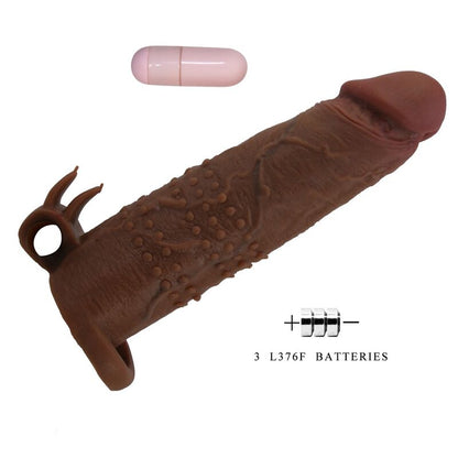 PRETTY LOVE - QUILLON VIBRATING PENIS SLEEVE 20 CM Ø 4 CM BROWN