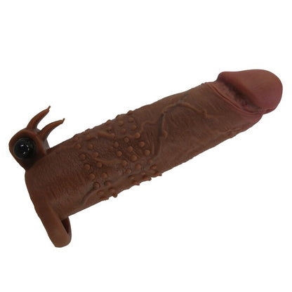 PRETTY LOVE - QUILLON VIBRATING PENIS SLEEVE 20 CM Ø 4 CM BROWN