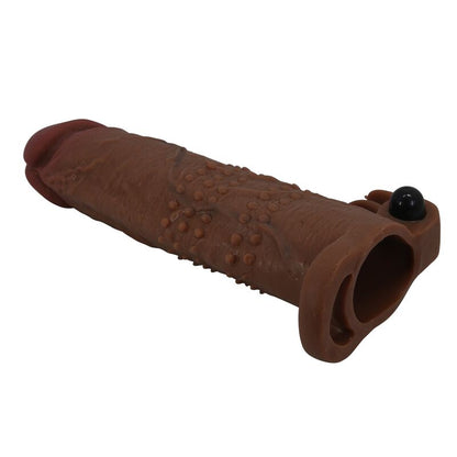 PRETTY LOVE - QUILLON VIBRATING PENIS SLEEVE 20 CM Ø 4 CM BROWN