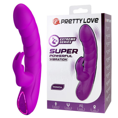 PRETTY LOVE - MONICA RECHARGEABLE DUAL STIMULATION G-SPOT AND CLITORAL VIBRATOR PURPLE