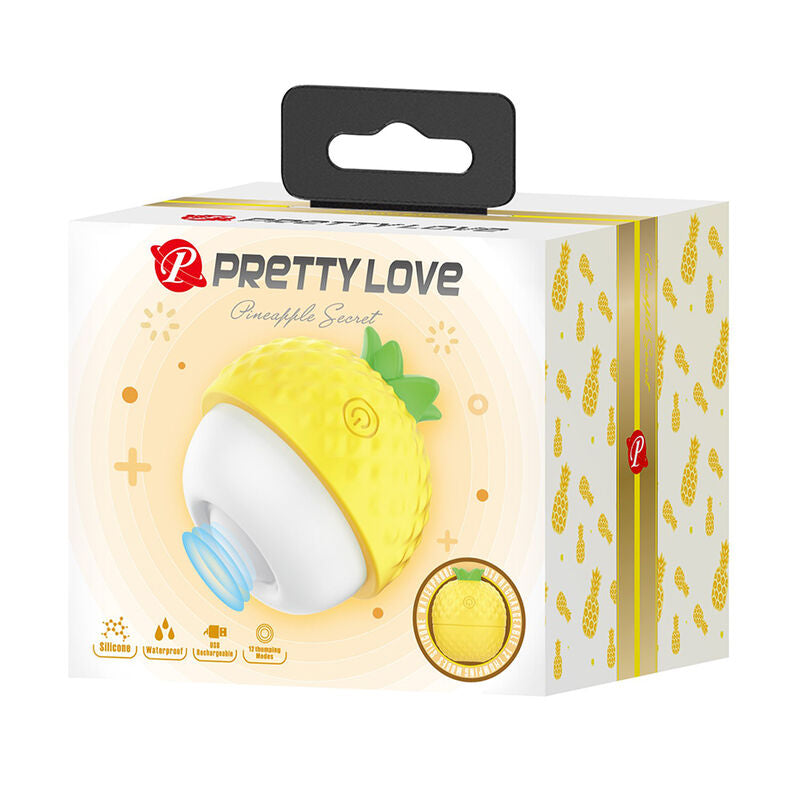 PRETTY LOVE - RECHARGEABLE SUCTION AND THRUSTING CLITORAL STIMULATOR YELLOW