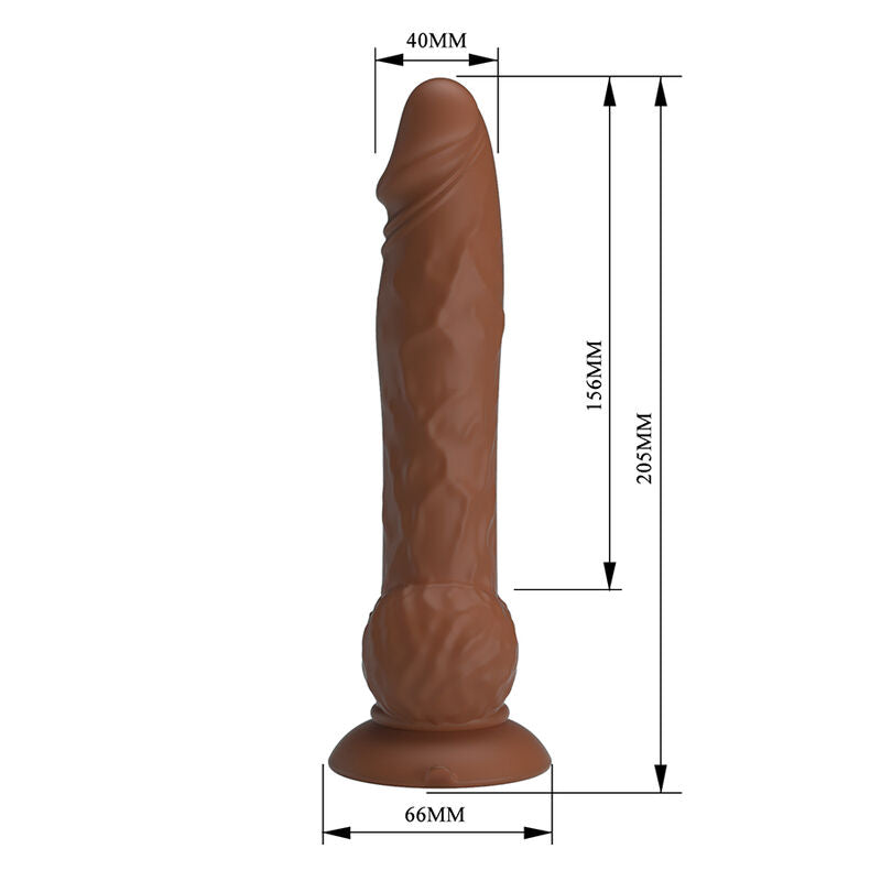 PRETTY LOVE - EREN THRUSTING VIBRATING DILDO 20.5 CM Ø 4.5 CM BROWN