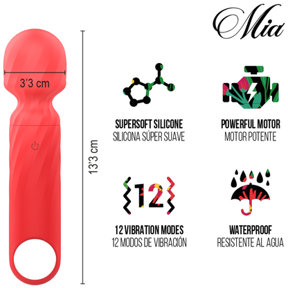 MIA - LUCY ELLEN USB RECHARGEABLE MINI WAND MASSAGER RED