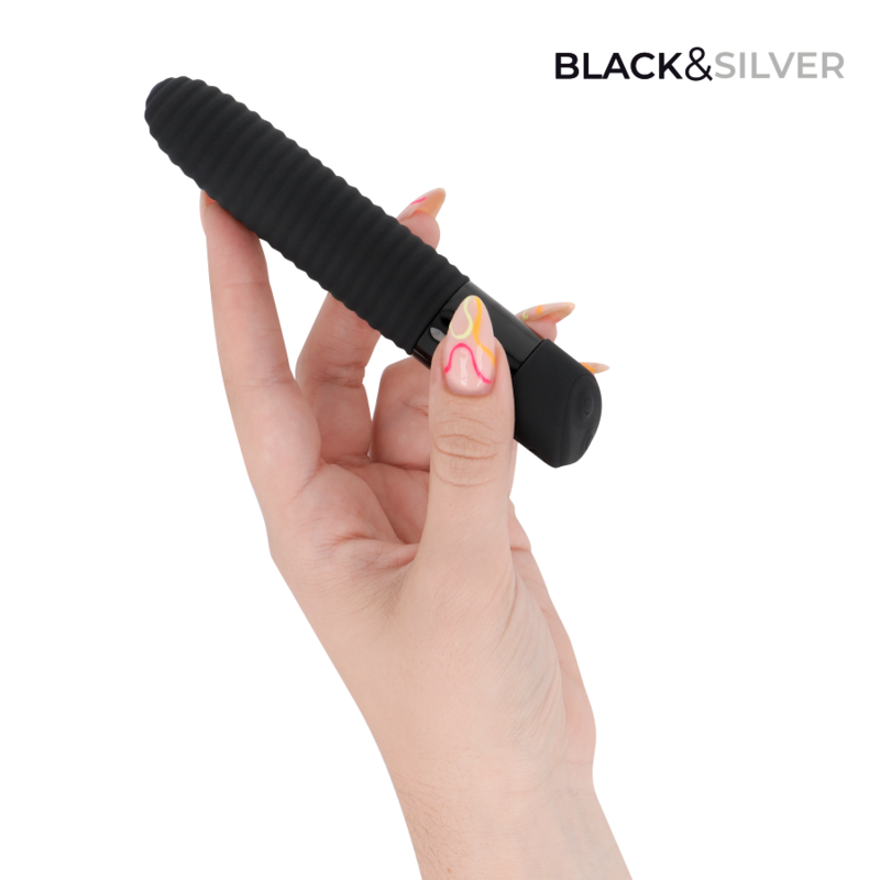 BLACK &amp; SILVER - JOSEPH USB RECHARGEABLE VIBRATOR WITH LED DISPLAY BLACK