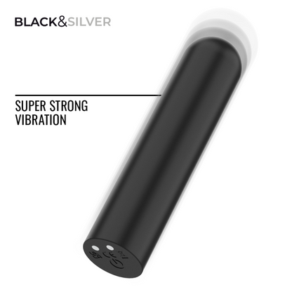 BLACK &amp; SILVER - JACOB USB RECHARGEABLE VIBRATING BULLET BLACK