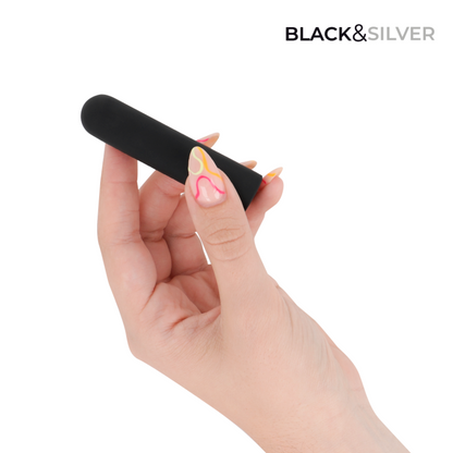 BLACK &amp; SILVER - JACOB USB RECHARGEABLE VIBRATING BULLET BLACK