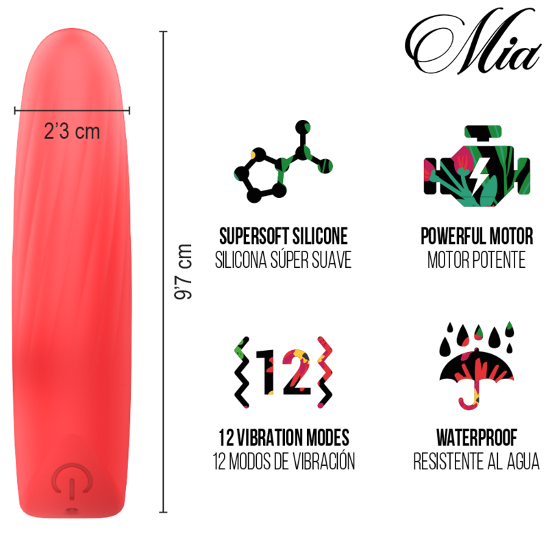 MIA - LUCY ELLEN USB RECHARGEABLE MINI VIBRATOR RED