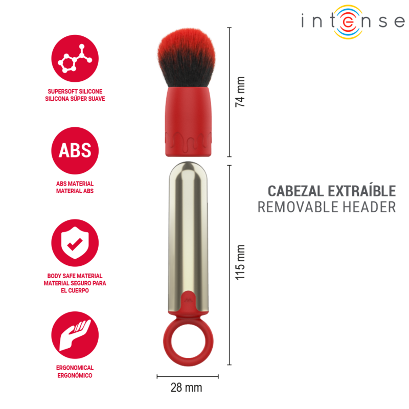 INTENSE - TOM USB RECHARGEABLE VIBRATING MAKEUP BRUSH RED