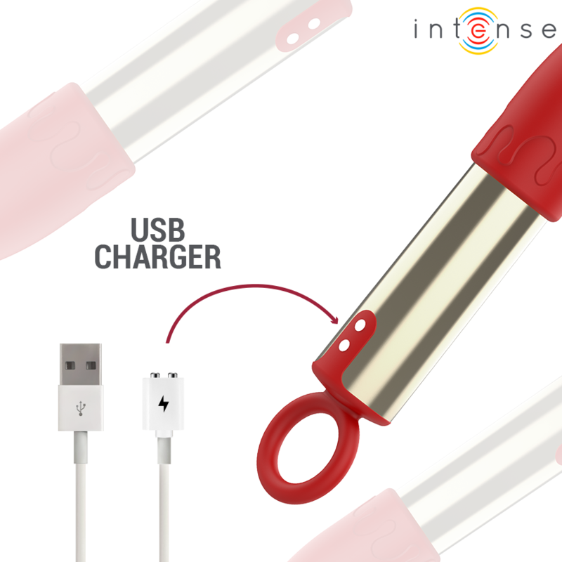 INTENSE - TOM USB RECHARGEABLE VIBRATING MAKEUP BRUSH RED