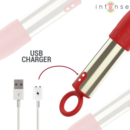 INTENSE - TOM USB RECHARGEABLE VIBRATING MAKEUP BRUSH RED