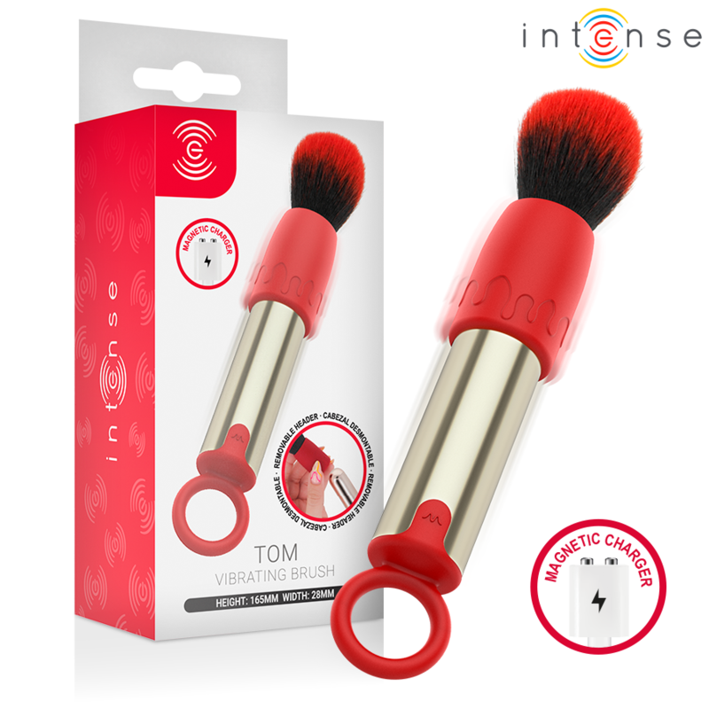 INTENSE - TOM USB RECHARGEABLE VIBRATING MAKEUP BRUSH RED