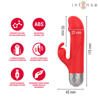 INTENSE - MIKE USB RECHARGEABLE MINI RABBIT VIBRATOR RED