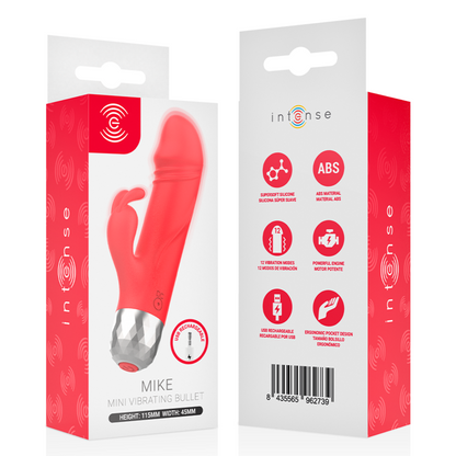 INTENSE - MIKE USB RECHARGEABLE MINI RABBIT VIBRATOR RED