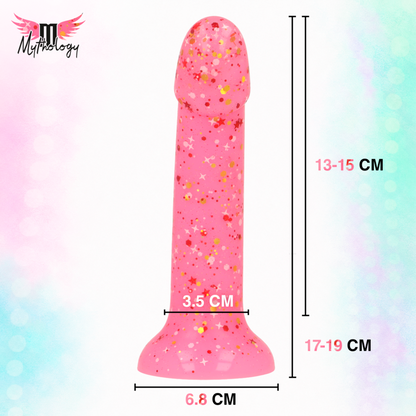 MYTHOLOGY - LYRA 6 SILICONE DILDO 17 CM Ø 3.6 CM PINK RED SPECKLED