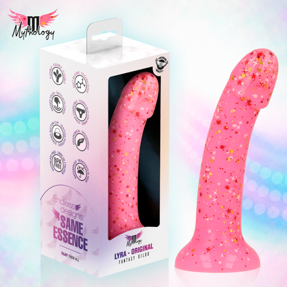 MYTHOLOGY - LYRA 6 SILICONE DILDO 17 CM Ø 3.6 CM PINK RED SPECKLED