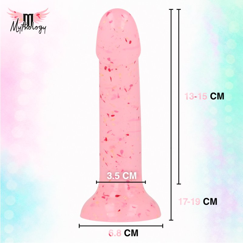 MYTHOLOGY - LYRA 9 SILICONE DILDO 17 CM Ø 3.6 CM CLEAR PINK RED SPECKLED