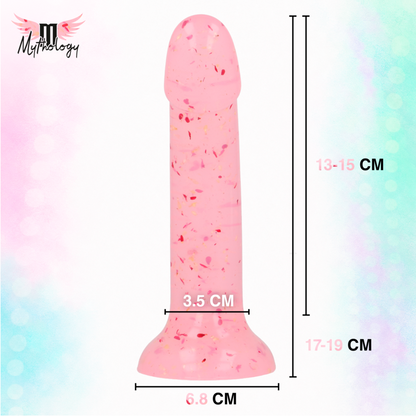 MYTHOLOGY - LYRA 9 SILICONE DILDO 17 CM Ø 3.6 CM CLEAR PINK RED SPECKLED