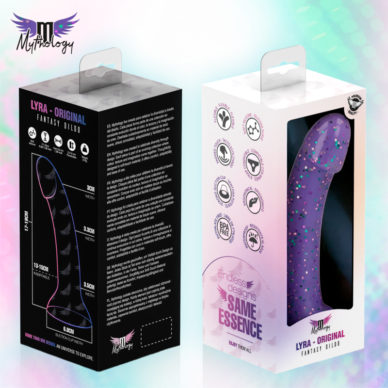 MYTHOLOGY - LYRA 10 SILICONE DILDO 17 CM Ø 3.6 CM PURPLE SPECKLED