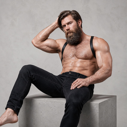 FETISH SUBMISSIVE ATTITUDE - MENS ECO-LEATHER BACK HARNESS