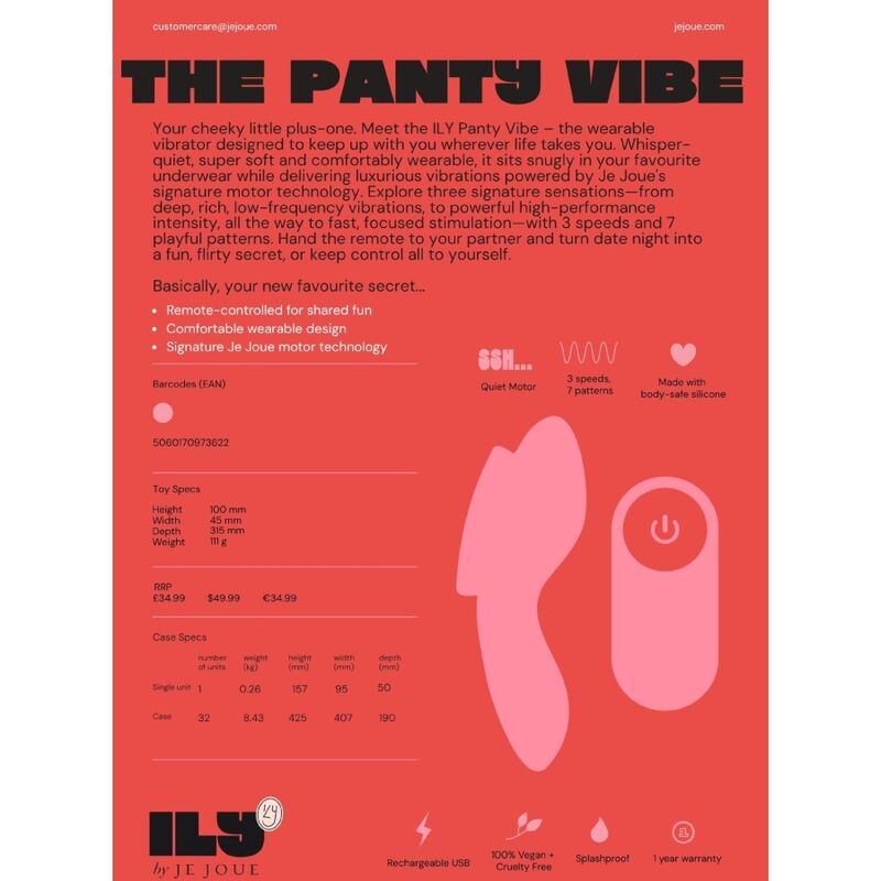 JE JOUE - ILY PANTY VIBE REMOTE CONTROL INTIMATE VIBRATOR