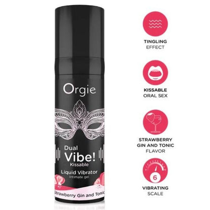 ORGIE - DUAL VIBE! STRAWBERRY GIN AND TONIC KISSABLE LIQUID VIBRATOR 15 ML