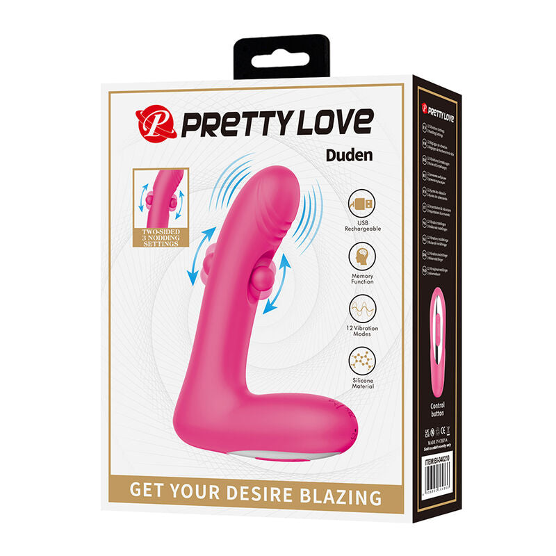 PRETTY LOVE - DUDEN RECHARGEABLE SILICONE VIBRATOR 12 VIBRATION MODES AND 3 ROCKING MODES PINK