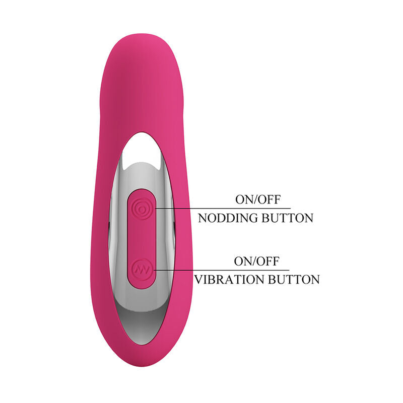 PRETTY LOVE - DUDEN RECHARGEABLE SILICONE VIBRATOR 12 VIBRATION MODES AND 3 ROCKING MODES PINK