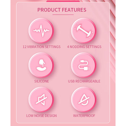 PRETTY LOVE - DUDEN RECHARGEABLE SILICONE VIBRATOR 12 VIBRATION MODES AND 3 ROCKING MODES PINK