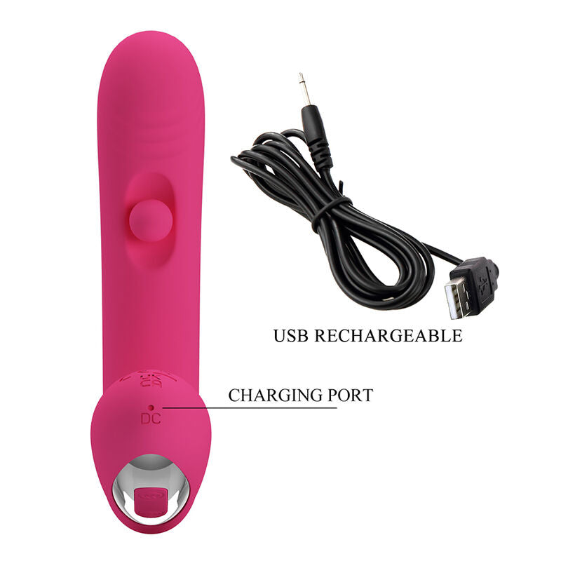 PRETTY LOVE - DUDEN RECHARGEABLE SILICONE VIBRATOR 12 VIBRATION MODES AND 3 ROCKING MODES PINK