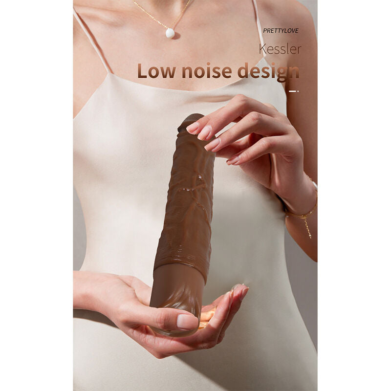 PRETTY LOVE - KESSLER REALISTIC VIBRATING DILDO WITH 10 VIBRATION MODES AND 10 THROWS, 22 CM, BROWN