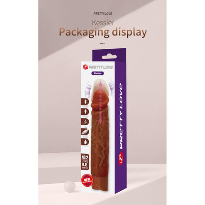 PRETTY LOVE - KESSLER REALISTIC VIBRATING DILDO WITH 10 VIBRATION MODES AND 10 THROWS, 22 CM, BROWN