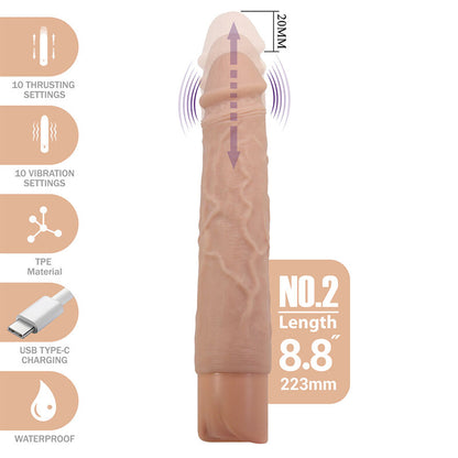 PRETTY LOVE - KESSLER REALISTIC VIBRATING DILDO WITH 10 VIBRATION MODES AND 10 THROWS, 22 CM NATURAL