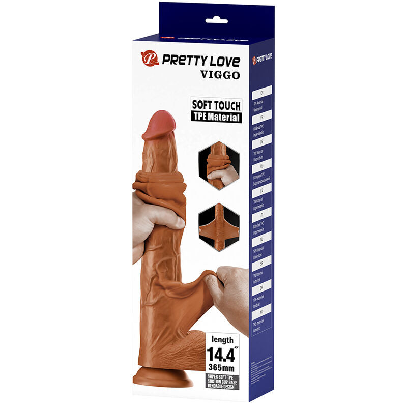 PRETTY LOVE - VIGGO REALISTIC SOFT-TOUCH SKIN-SLIDING DILDO 36,5 CM BROWN