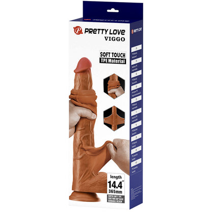 PRETTY LOVE - VIGGO REALISTIC SOFT-TOUCH SKIN-SLIDING DILDO 36,5 CM BROWN