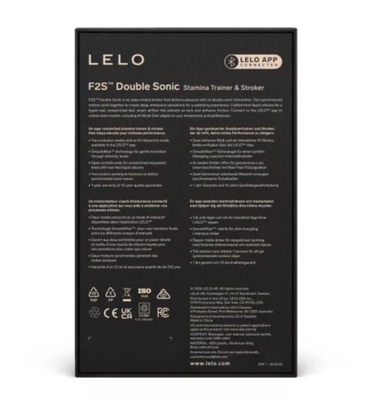 LELO - F2S DOUBLE SONIC MALE STROKER WITH DUAL SONIC STIMULATION RED