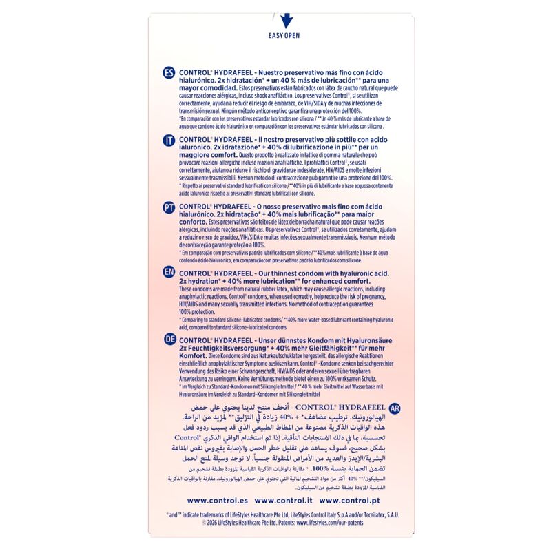 CONTROL - HYDRAFEEL ULTRA THIN CONDOMS WITH HYALURONIC ACID 10 PCS