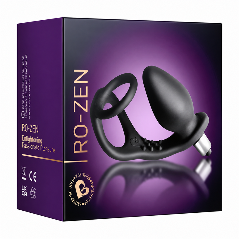 ROCKS-OFF - RO-ZEN PROSTATE VIBRATOR WITH DUAL RING 7 SPEEDS ONYX BLACK