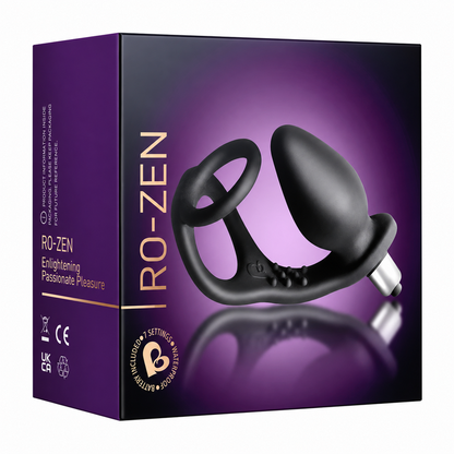 ROCKS-OFF - RO-ZEN PROSTATE VIBRATOR WITH DUAL RING 7 SPEEDS ONYX BLACK