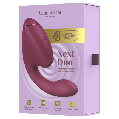 WOMANIZER - DUO NEXT ESTIMULADOR DUAL DE CLÍTORIS Y PUNTO G ROSA OSCURO